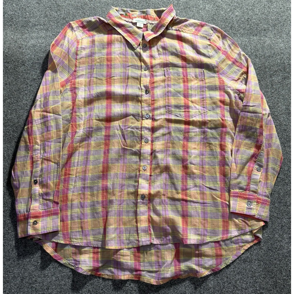 Sundance Flannel Shirt Women's XL Petite Multicolor Plaid Cotton Boho